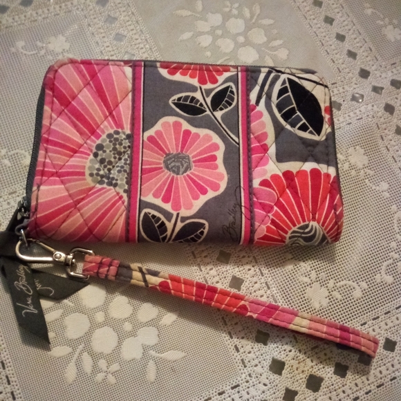 Vera Bradley Cherry Blossoms Zip Around Wristlet - Picture 4 of 6